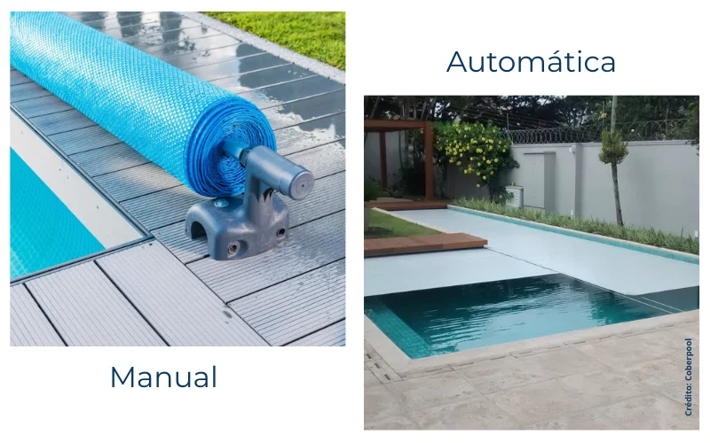 Cobertura retrátil automatica e manual para piscina